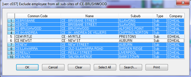 exclusion list