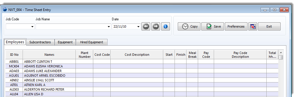 time sheet
