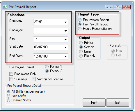 pre payroll report