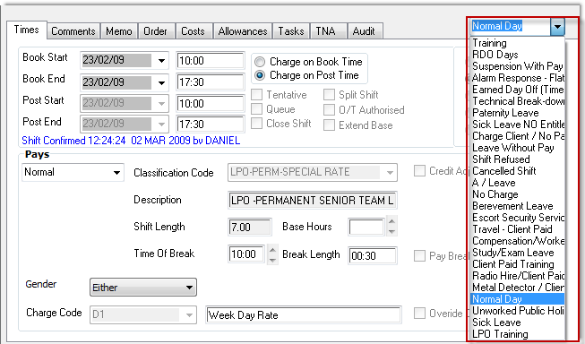 shift type
