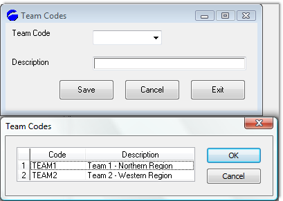 team codes